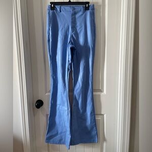 Pretty Little Thing Womens Plus Size 4 Blue flare leather pants
